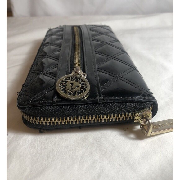 ANNE KLEIN Black Wallet Billfold Vinyl Clutch Zipper “9” x “4” - Picture 2 of 9